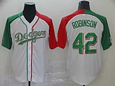Dodgers 42 Jackie Robinson White Mexican Heritage Culture Night Jersey Mexico,baseball caps,new era cap wholesale,wholesale hats